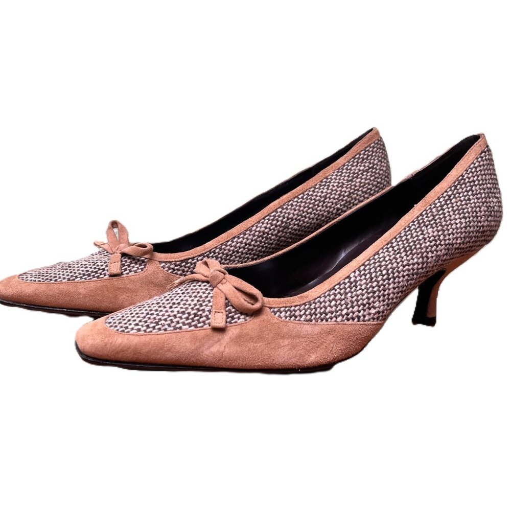 Karen Scott Tweed and Suede Heels Pumps Size 9 M Tan & Brown NWOB